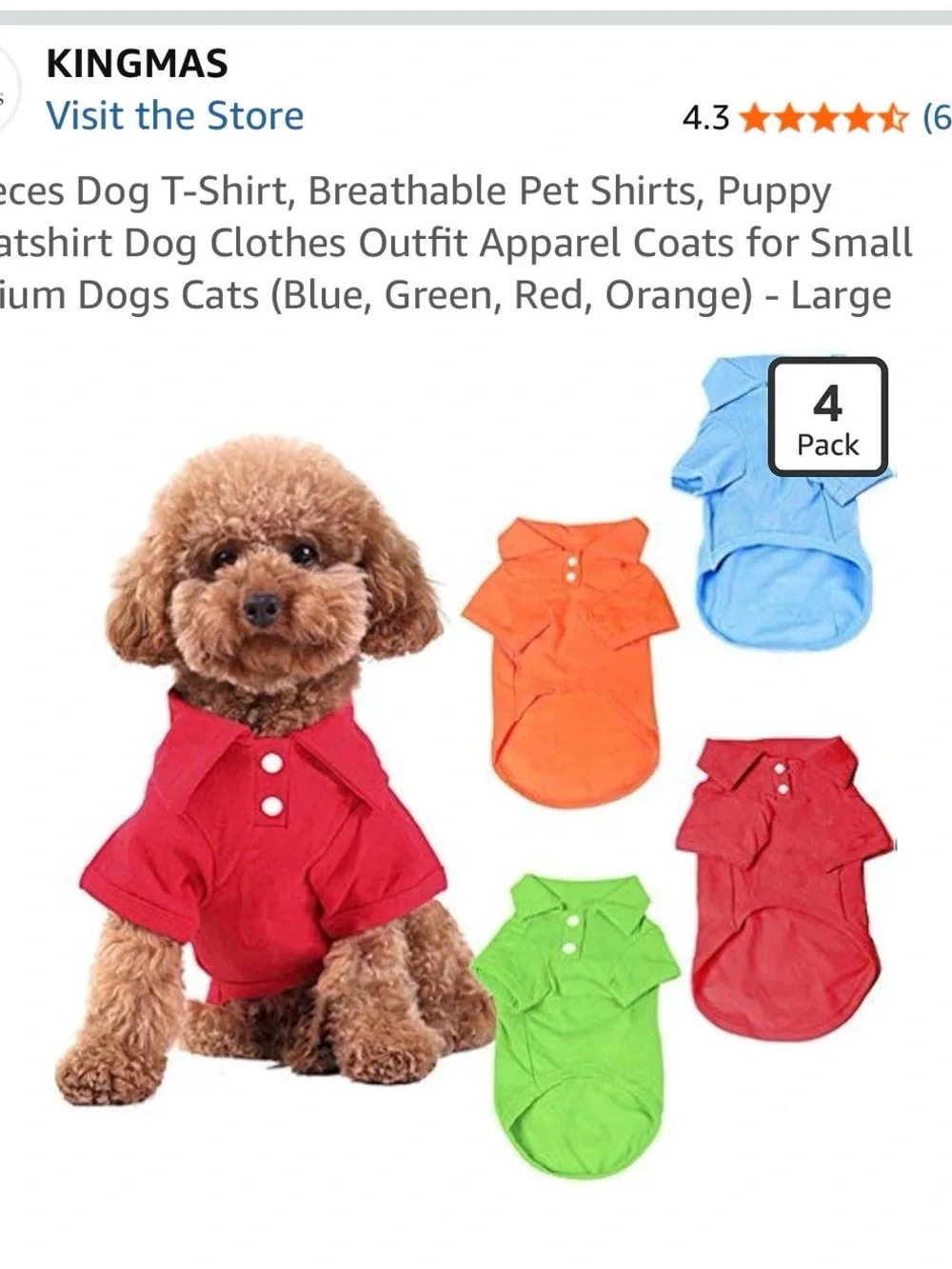 Bright Multi-Color Polo Pet Shirts — Red, Lime, Orange, Blue
